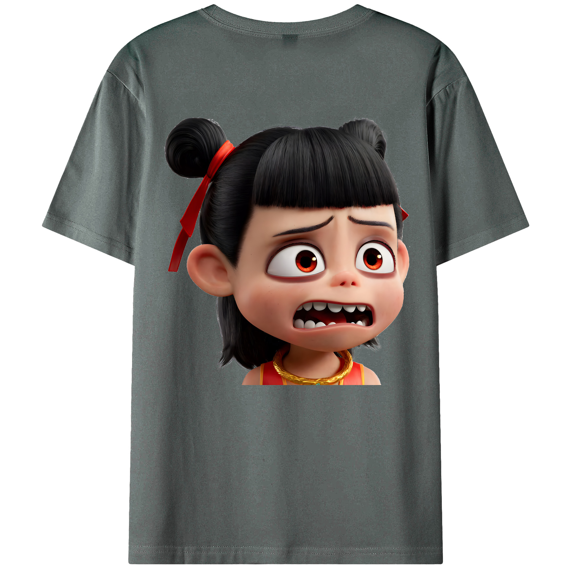 （画像用） Ne Zha 2 ナタ 魔童の大暴れ 綿100％ メンズ半袖Tシャツ（バックプリント） 通気性